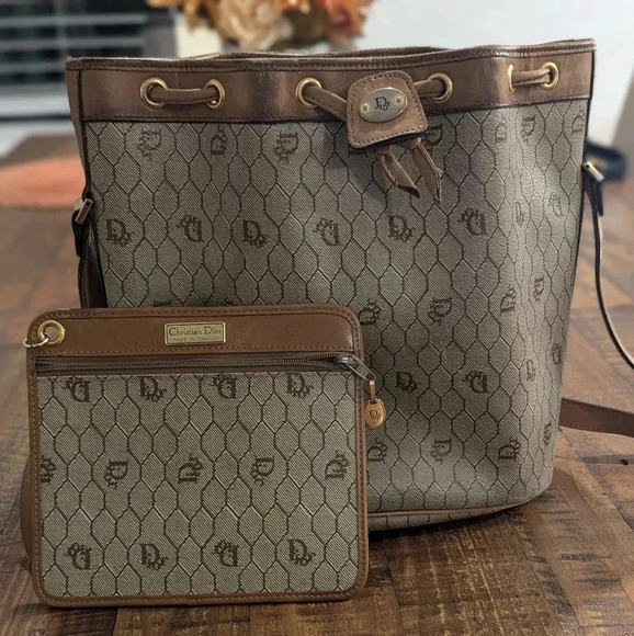 Authentic Vintage Christian Dior Bucket Bag + Pouch - Picture 1 of 16